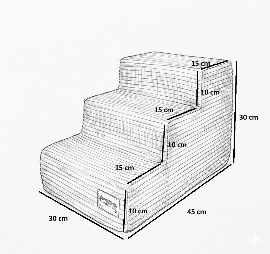 Hondentrap - 3 treden - 45x30x30 cm - ribstof - donkergrijs