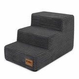 Hondentrap - 3 treden - 45x30x30 cm - ribstof - donkergrijs