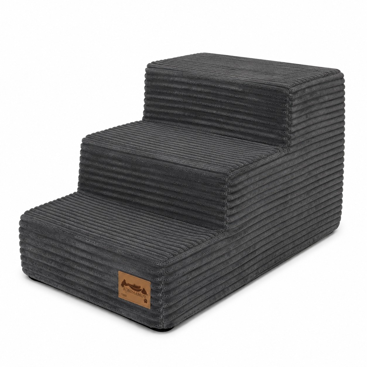 Hondentrap - 3 treden - 45x30x30 cm - ribstof - donkergrijs