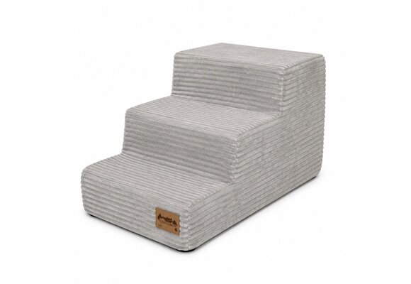 Hondentrap - 3 treden - 45x30x30 cm - ribstof - lichtgrijs