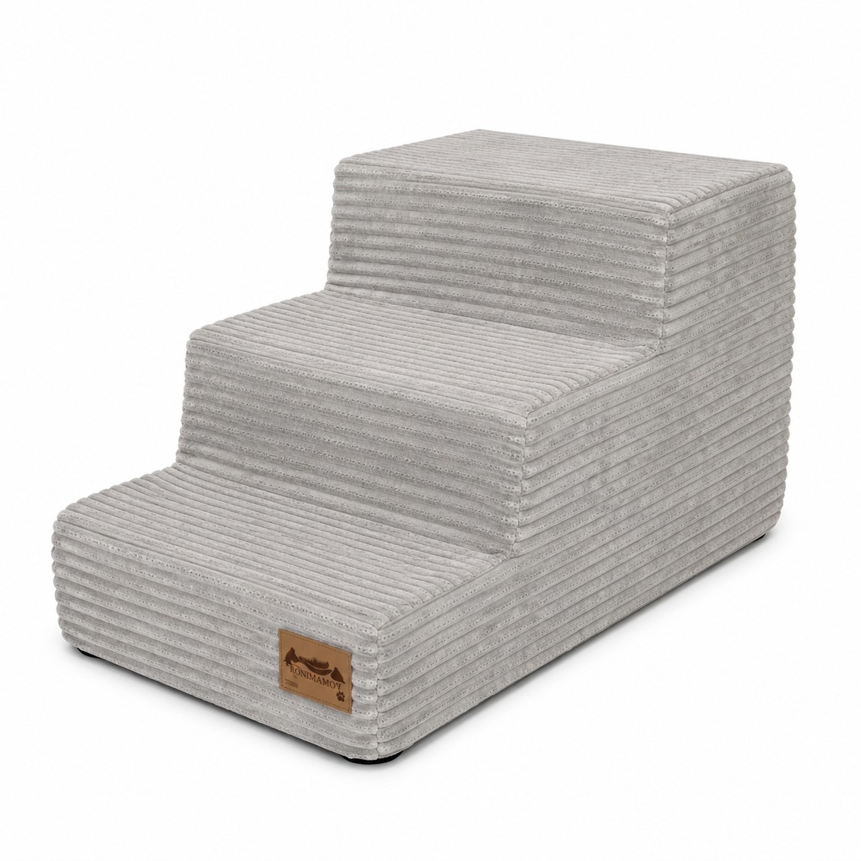 Hondentrap - 3 treden - 45x30x30 cm - ribstof - lichtgrijs