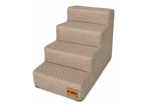 Hondentrap - 4 treden - 60x30x40 cm - doorgestikt - beige