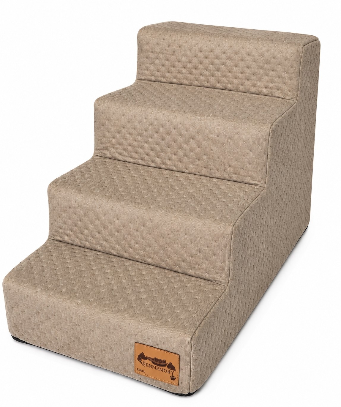 Hondentrap - 4 treden - 60x30x40 cm - doorgestikt - beige