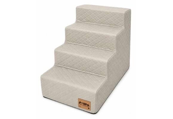 Hondentrap - 4 treden - 60x30x40 cm - ruitstof - beige