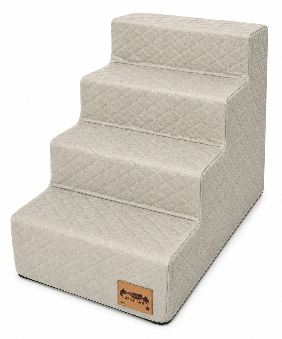 Hondentrap - 4 treden - 60x30x40 cm - ruitstof - beige