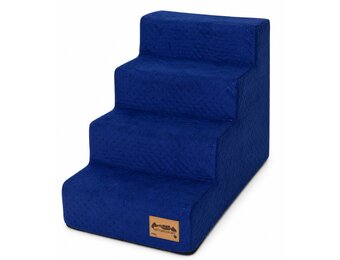 Hondentrap - 4 treden - 60x30x40 cm - doorgestikt - blauw