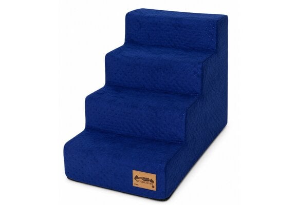 Hondentrap - 4 treden - 60x30x40 cm - doorgestikt - blauw