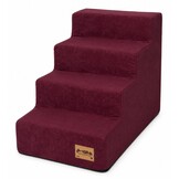 Hondentrap - 4 treden - 60x30x40 cm - suede look - bordeauxrood