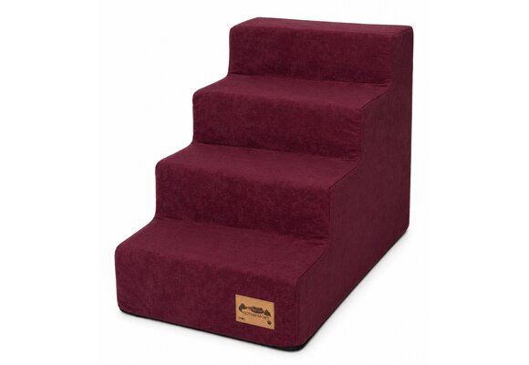 Hondentrap - 4 treden - 60x30x40 cm - suede look - bordeauxrood