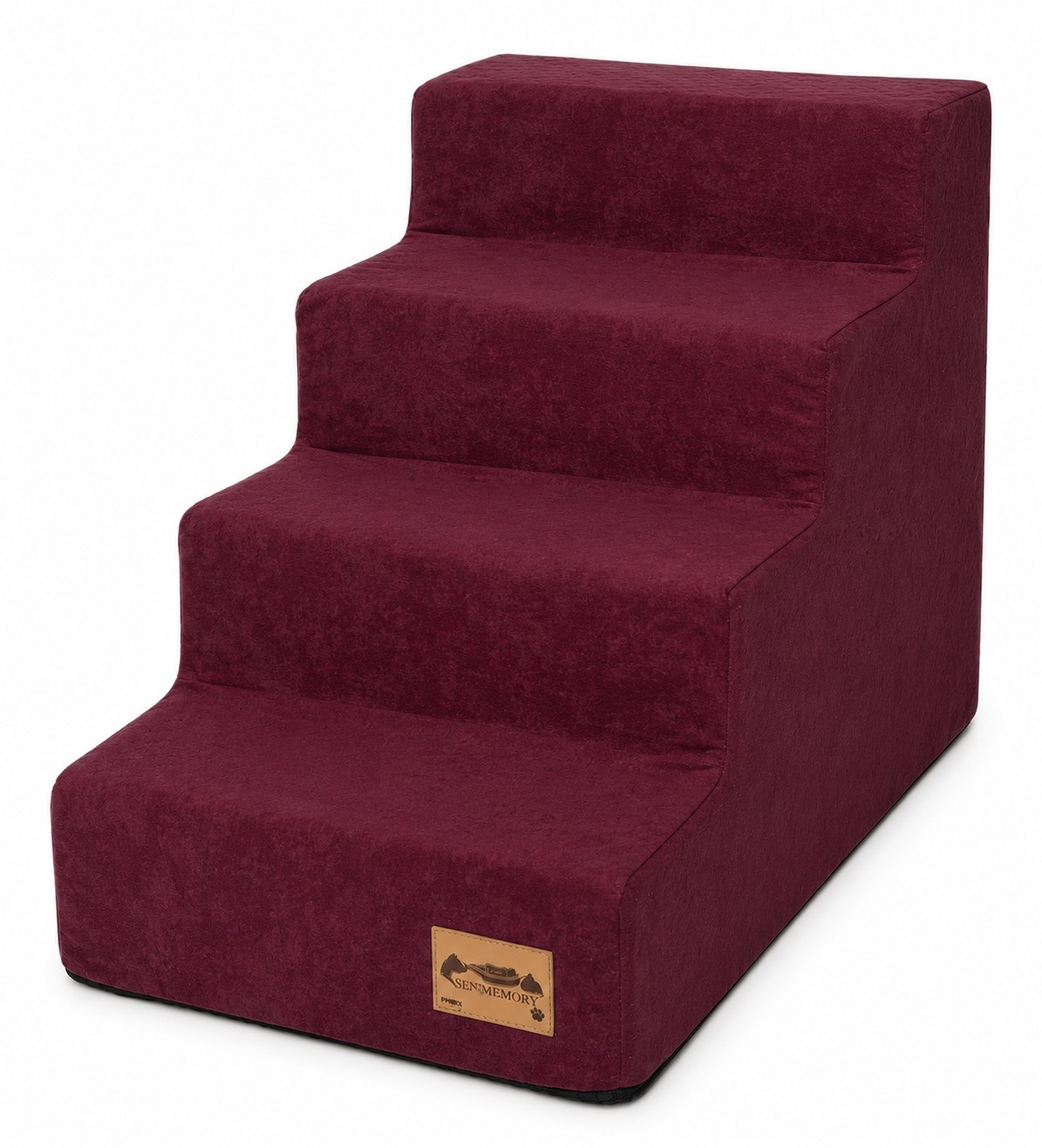 Hondentrap - 4 treden - 60x30x40 cm - suede look - bordeauxrood