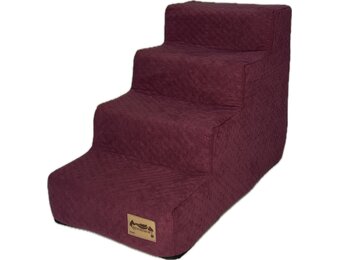 Hondentrap - 4 treden - 60x30x40 cm - noppenstof - bordeauxrood