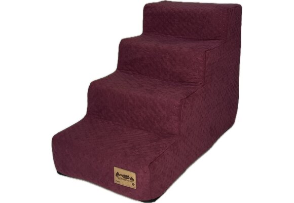 Hondentrap - 4 treden - 60x30x40 cm - noppenstof - bordeauxrood