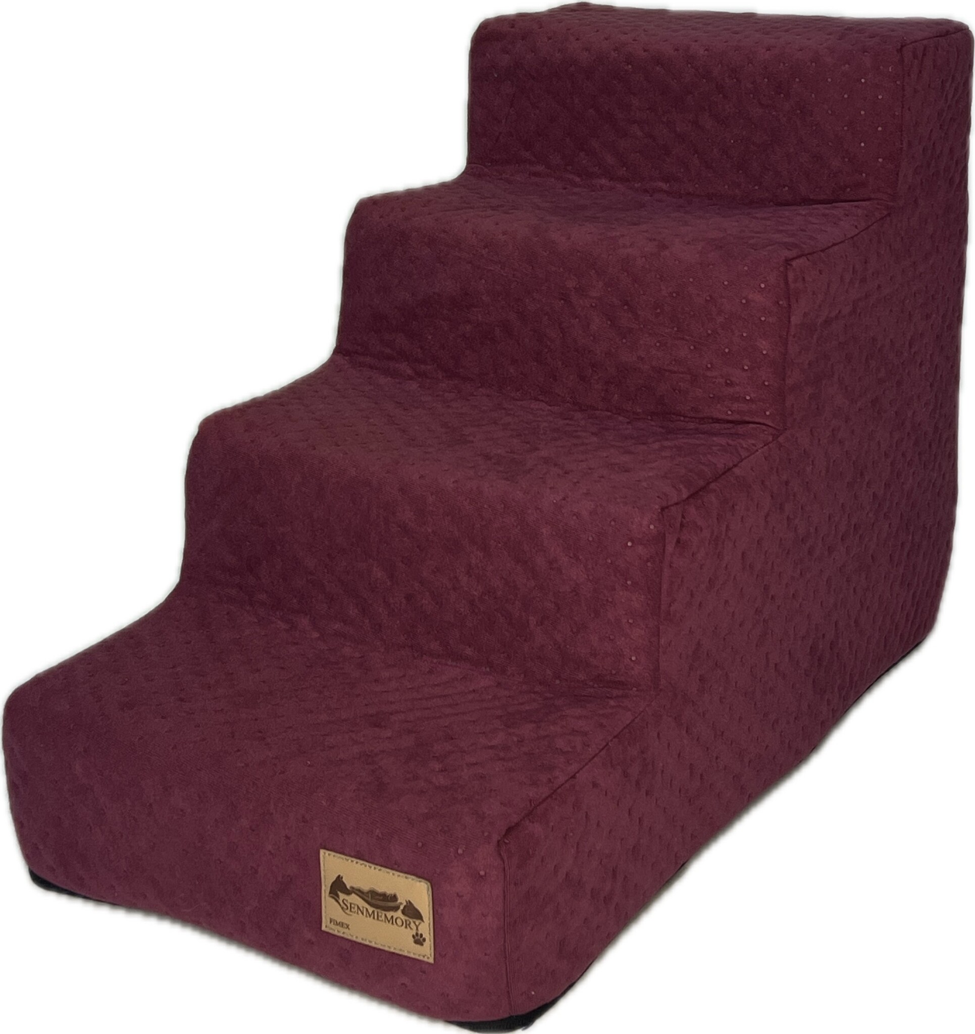 Hondentrap - 4 treden - 60x30x40 cm - noppenstof - bordeauxrood