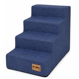 Hondentrap - 4 treden - 60x30x40 cm - suede look - blauw