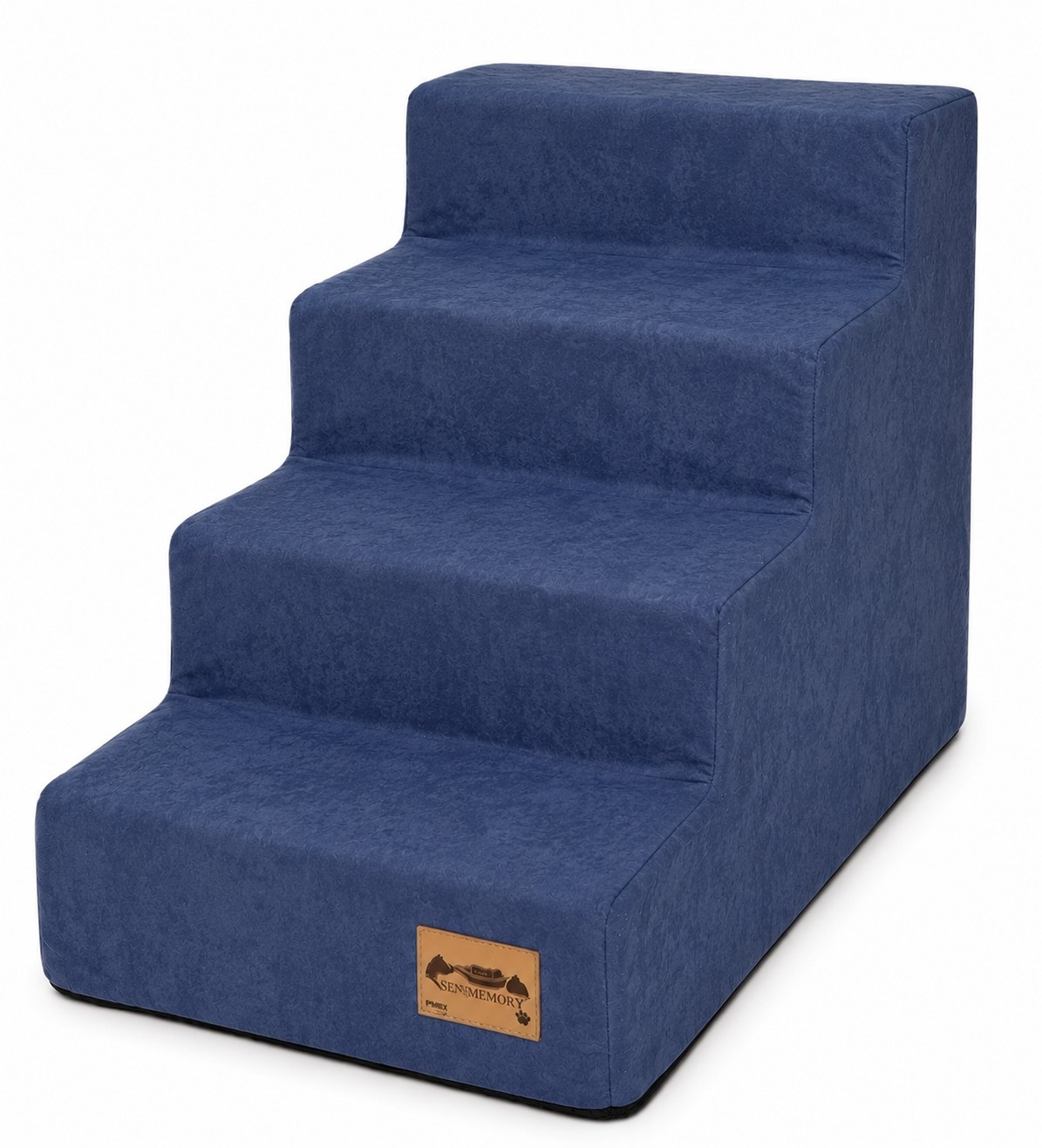 Hondentrap - 4 treden - 60x30x40 cm - suede look - blauw