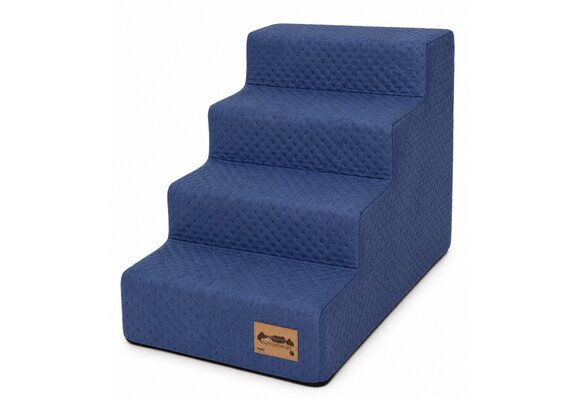 Hondentrap - 4 treden - 60x30x40 cm - doorgestikt - marineblauw