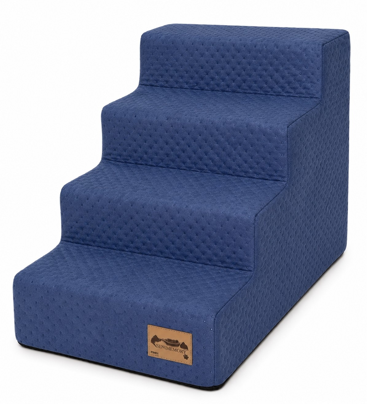 Hondentrap - 4 treden - 60x30x40 cm - doorgestikt - marineblauw