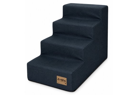 Hondentrap - 4 treden - 60x30x40 cm - zachte stof - donkerblauw