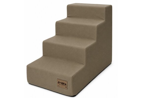 Hondentrap - 4 treden - 60x30x40 cm - zachte stof - beige