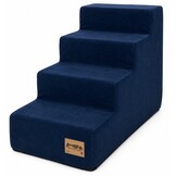 Hondentrap - 4 treden - 60x30x40 cm - suede look - donkerblauw