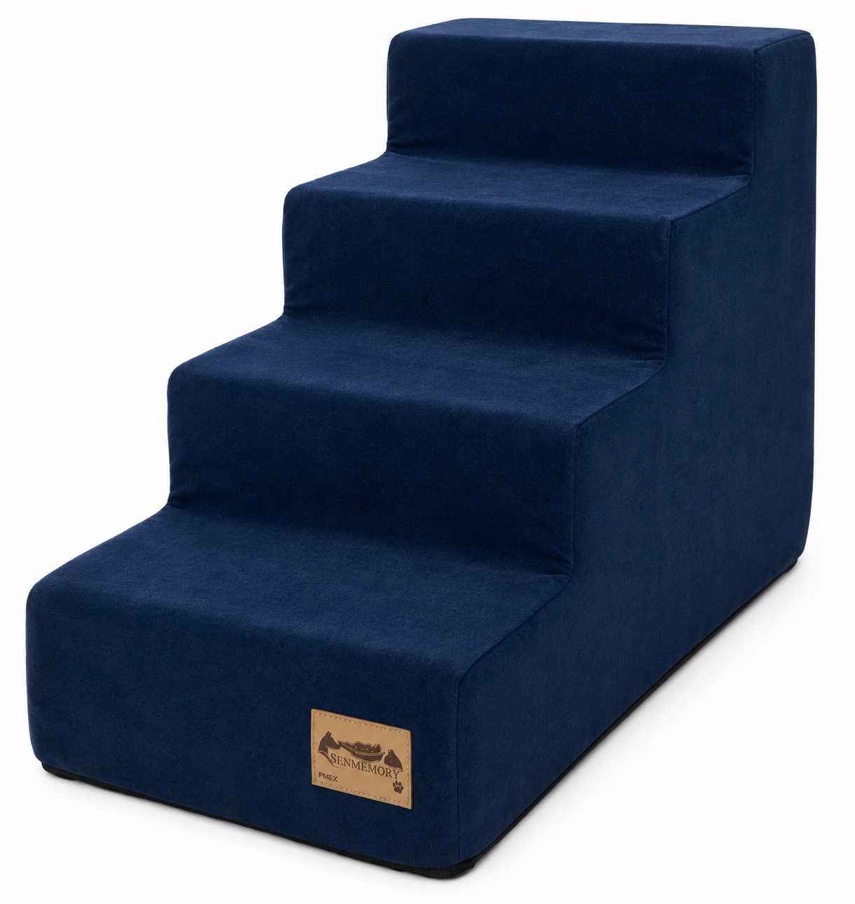Hondentrap - 4 treden - 60x30x40 cm - suede look - donkerblauw