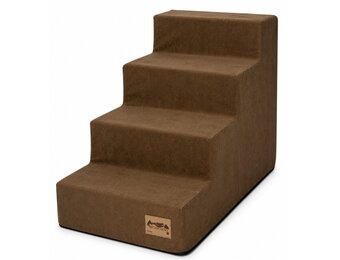 Hondentrap - 4 treden - 60x30x40 cm - suede look - caramelbruin