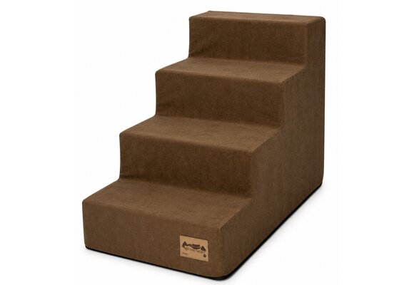 Hondentrap - 4 treden - 60x30x40 cm - suede look - caramelbruin