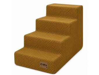 Hondentrap - 4 treden - 60x30x40 cm - noppenstof - oker