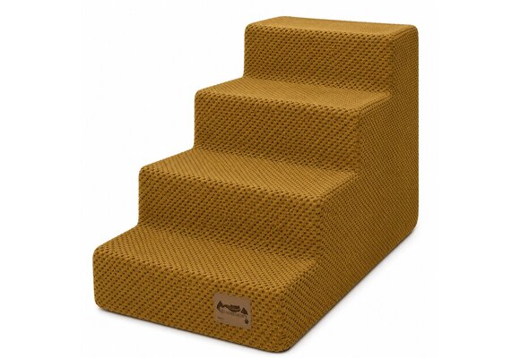 Hondentrap - 4 treden - 60x30x40 cm - noppenstof - oker