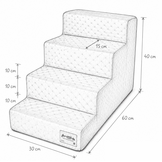 Hondentrap - 4 treden - 60x30x40 cm - ruitstof - lichtblauw