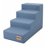 Hondentrap - 4 treden - 60x30x40 cm - ruitstof - lichtblauw