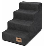 Hondentrap - 4 treden - 60x30x40 cm - suede look - donkergrijs