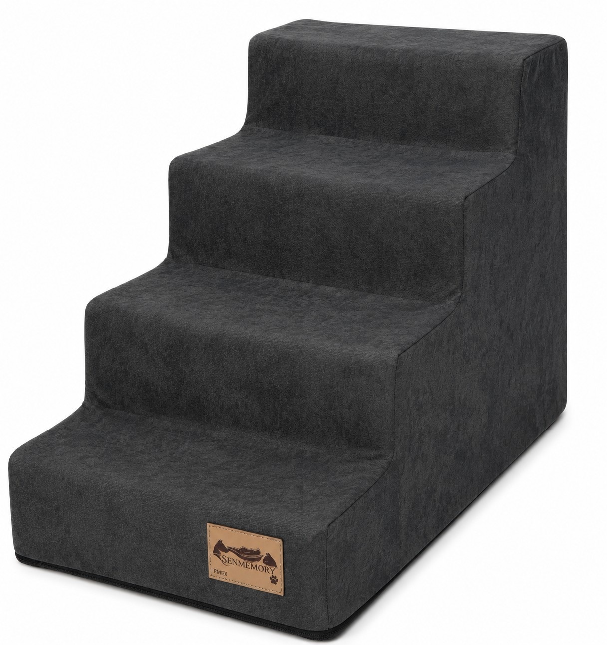 Hondentrap - 4 treden - 60x30x40 cm - suede look - donkergrijs