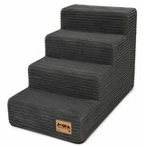 Hondentrap - 4 treden - 60x30x40 cm - ribstof - donkergrijs