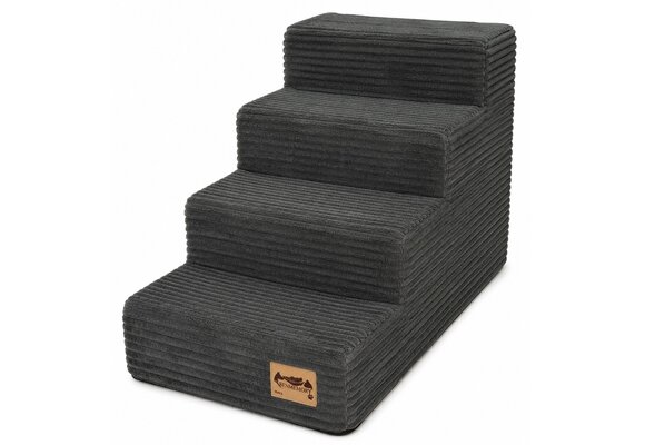 Hondentrap - 4 treden - 60x30x40 cm - ribstof - donkergrijs