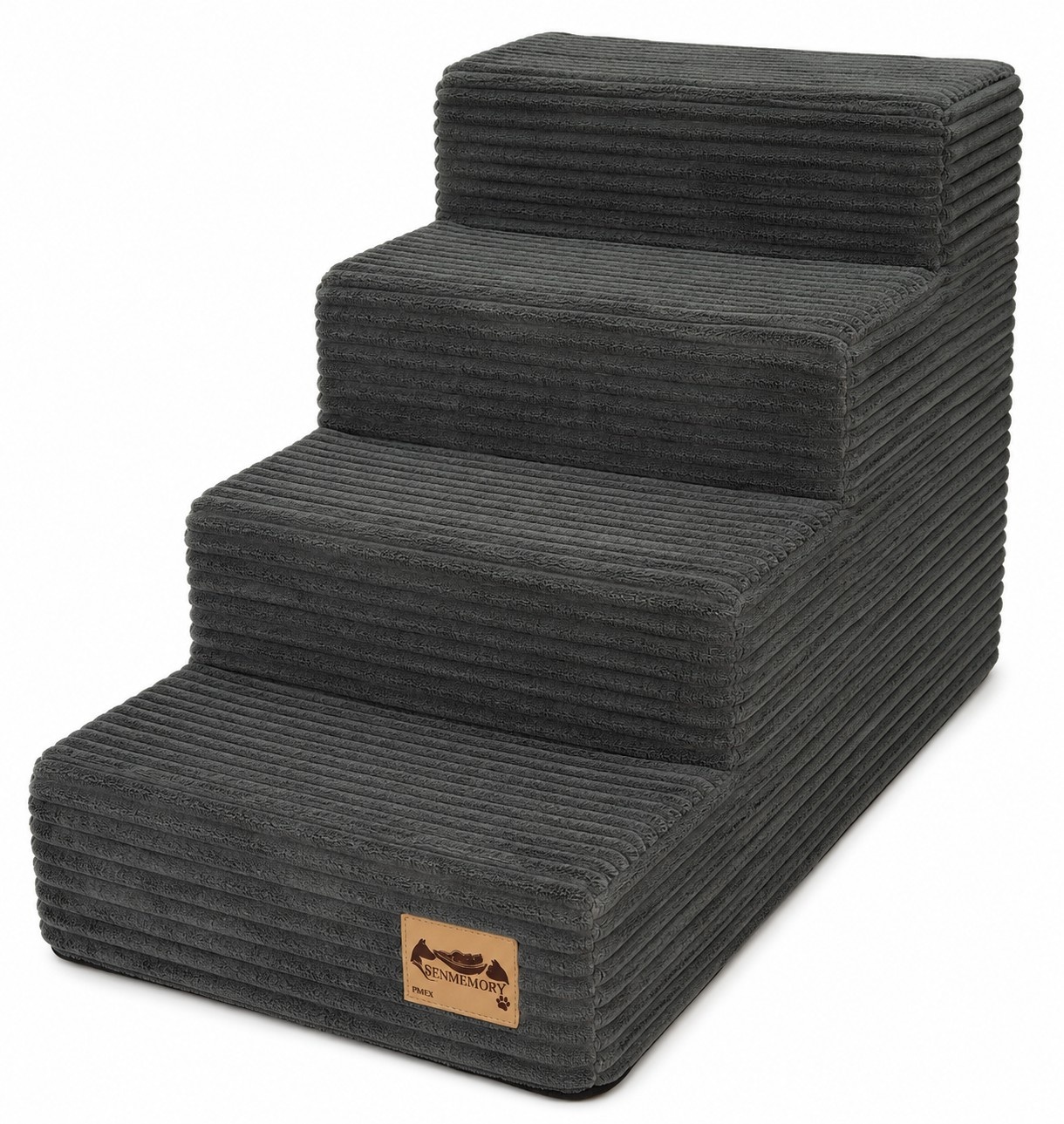 Hondentrap - 4 treden - 60x30x40 cm - ribstof - donkergrijs