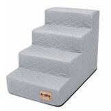 Hondentrap - 4 treden - 60x30x40 cm - ruitstof - lichtgrijs