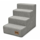 Hondentrap - 4 treden - 60x30x40 cm - noppenstof - lichtgrijs