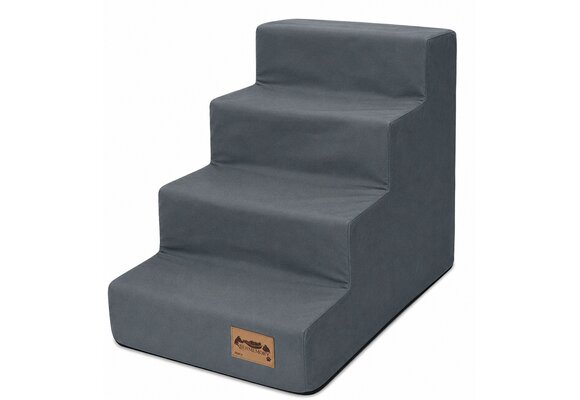 Hondentrap - 4 treden - 60x30x40 cm - zachte stof - grijs
