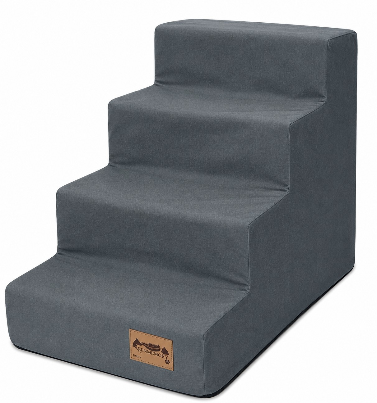 Hondentrap - 4 treden - 60x30x40 cm - zachte stof - grijs