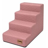 Hondentrap - 4 treden - 60x30x40 cm - ruitstof - roze