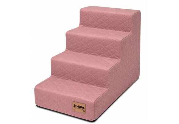 Hondentrap - 4 treden - 60x30x40 cm - ruitstof - roze