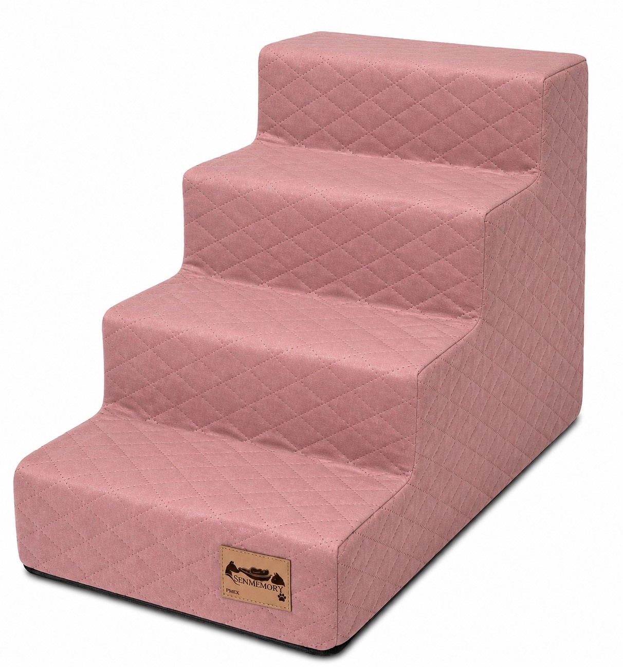 Hondentrap - 4 treden - 60x30x40 cm - ruitstof - roze