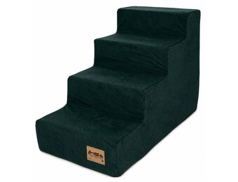 Hondentrap - 4 treden - 60x30x40 cm - suede look - donkergroen