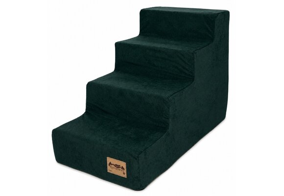 Hondentrap - 4 treden - 60x30x40 cm - suede look - donkergroen