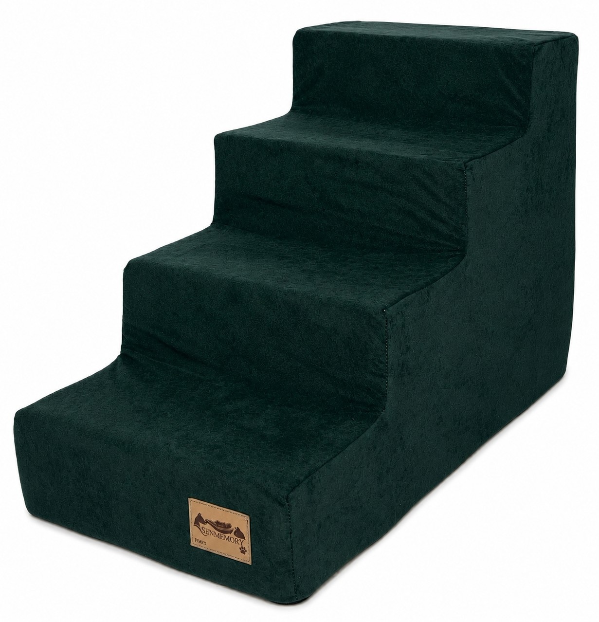 Hondentrap - 4 treden - 60x30x40 cm - suede look - donkergroen
