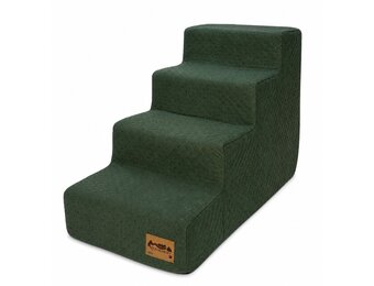 Hondentrap - 4 treden - 60x30x40 cm - doorgestikt - groen
