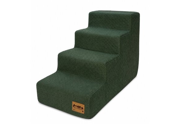 Hondentrap - 4 treden - 60x30x40 cm - doorgestikt - groen