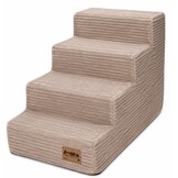 Hondentrap - 4 treden - 60x30x40 cm - ribstof - poederroze