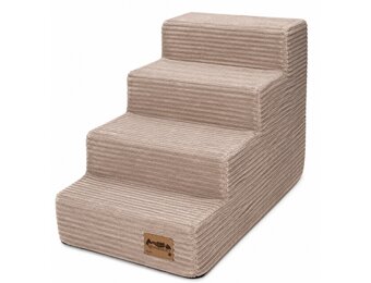 Hondentrap - 4 treden - 60x30x40 cm - ribstof - poederroze